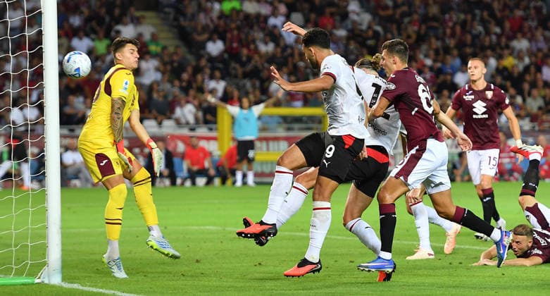 August 23, 2026, Turin, Italy: Milan s Adrien Rabiot scores the gol (0-2) during the italian Serie A soccer match Torino FC vs AC Milan at the Olimpico Grande Torino Stadium in Turin, Italy, 23 August 2026 ANSA ALESSANDRO DI MARCO. Serie A: Torino FC Vs AC Milan  - ZUMAa110 20260823_zaf_a110_073 Copyright: xAlessandroxxxxxxxxDixMarcox
