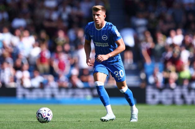 Brighton and Hove, England, 23rd August 2026. Costinha of Brighton & Hove Albion during the Brighton and Hove Albion vs Aston Villa Premier League match at the AMEX Stadium, Brighton and Hove. Picture credit should read: Paul Terry Sportimage EDITORIAL USE ONLY. No use with unauthorised audio, video, data, fixture lists, club league logos or live services. Online in-match use limited to 120 images, no video emulation. No use in betting, games or single club league player publications. SPI_099_PT_Brighton_Villa SPI-4931-0102