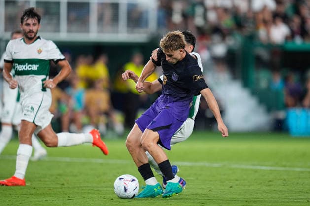 August 23, 2026, Elche, Elche, Spain: Fermin Lopez of FC Barcelona, Barca shoots to score his team s fifth goal during the Spanish League, LaLiga EA Sports, football match played between Elche CF and FC Barcelona at Estadio Manuel Martinez Valero on August 23, 2026, in Elche, Spain. Elche Spain - ZUMAa181 20260823_zaa_a181_230 Copyright: xDennisxAgyemanx