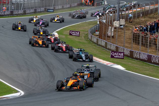 ZANDVOORT, NETHERLANDS: Lando Norris, racing for the McLaren F1 team during the 2026 Formula 1 Dutch Grand Prix at the Circuit Zandvoort in Zandvoort, Netherlands