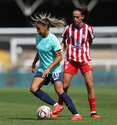 Pre Season Friendly - London City Lionesses v Atletico de Madrid Femenino BROMLEY, ENGLAND, AUGUST 23: Delphine Cascarino of London City Lionesses during the Pre Season Friendly match between London City Lionesses v Atletico de Madrid Femenino at Copper Jax Community Stadium, Bromley, London on 23 August. (Photo by Daniel Weir) London Copper Jax Community Stadium United Kingdom Copyright: xDanielxWeir SportsxPressxPhotox Sportspressphoto_SPR214571