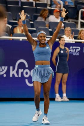 CINCINNATI, OH - AUGUST 23: Coco Gauff of the United States reacts after winning the final round of the Cincinnati Open at the Lindner Family Tennis Center on August 23, 2026 in Mason, Ohio. (Photo by Ian Johnson Icon Sportswire) TENNIS: AUG 23 Cincinnati Open EDITORIAL USE ONLY Icon260823032