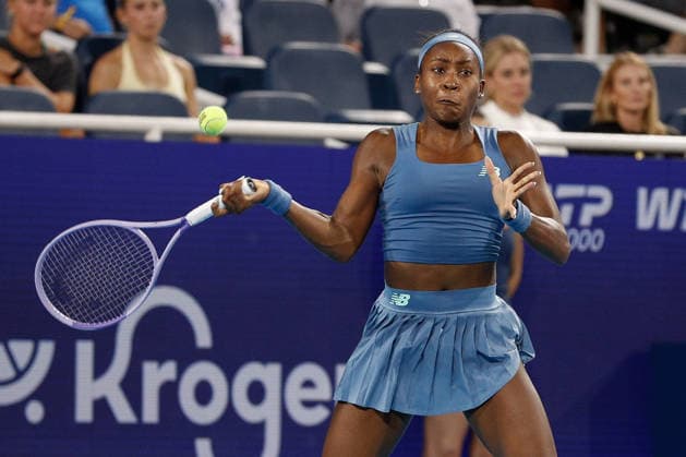 CINCINNATI, OH - AUGUST 23: Coco Gauff of the United States hits a forehand during the final round of the Cincinnati Open at the Lindner Family Tennis Center on August 23, 2026 in Mason, Ohio. (Photo by Ian Johnson Icon Sportswire) TENNIS: AUG 23 Cincinnati Open EDITORIAL USE ONLY Icon260823049