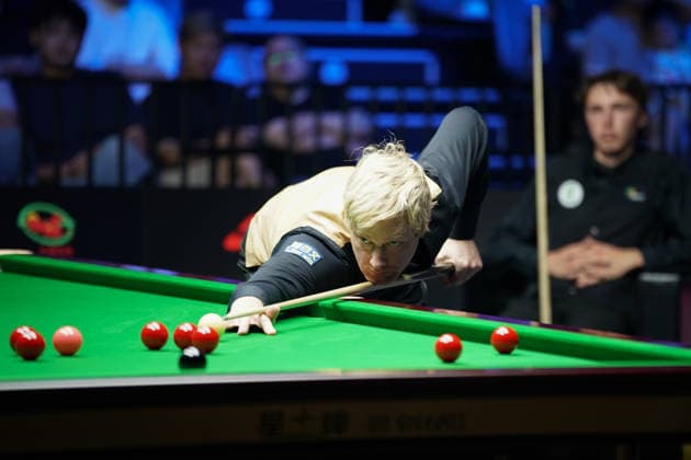 WUHAN, CHINA - AUGUST 24: Neil Robertson of Australia plays a shot in the second round match against Ben Mertens of Belgium on day 2 of Wuhan Open 2026 at the Optics Valley Gymnasium of Huazhong University of Science and Technology on August 24, 2026 in Wuhan, Hubei Province of China.  Copyright: xTaixChengzhex 111661822637