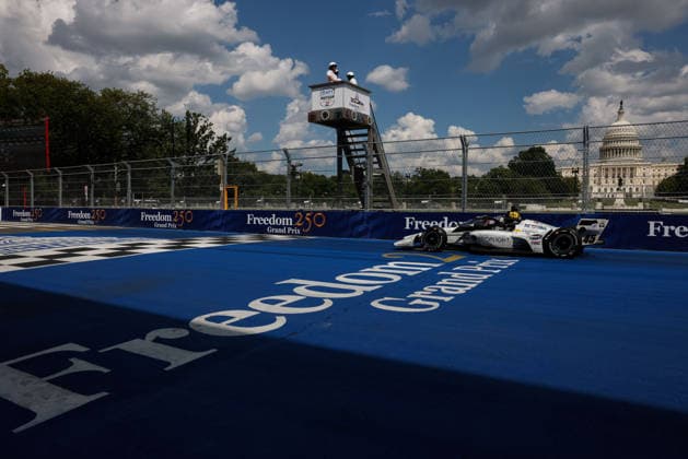 Washington, DC hosts inaugural Freedom 250 Grand Prix weekend WASHINGTON, D.C., UNITED STATES - AUGUST 23: Louis Foster, driver of the 45 Desnuda Organic Tequila Rahal Letterman Lanigan Racing Honda, drives during the NTT IndyCar, Indy Car, IRL, USA Series Freedom 250 Grand Prix in Washington, DC, on August 23, 2026. U.S. President Donald Trump established the Freedom 250 Grand Prix weekend as part of the yearlong celebration marking the 250th anniversary of the United States. The race covers 147 laps of a 1.7-mile, seven-turn street circuit around the National Mall, passing landmarks including the U.S. Capitol and Washington Monument. Mehmet Eser Anadolu District of Columbia United States. Editorial use only. Please get in touch for any other usage.  Copyright: x2026xAnadoluxMehmetxEserx
