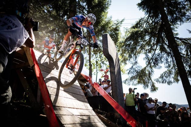 Dutch cyclist Mathieu van der Poel finished second in the UCI Mountain Bike Cross-Country World Cup race in Les Gets, France, on August 23, 2026. (CTKxPhoto MichalxCerveny) CTKPhotoF202608230014301  CTKPhotoF202608230014301