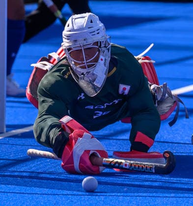Hockey World Cup Day Ten Takashi Yoshikawa (GK) of Japan makes a save during the match between Wales and Japan in the 2026 FIH Hockey World Cup at Wagener Stadium, Amstelveen 24 08 2026 UK Newspapers OUT Copyright: xGraemexWilcocksonx FIL-23822-0016