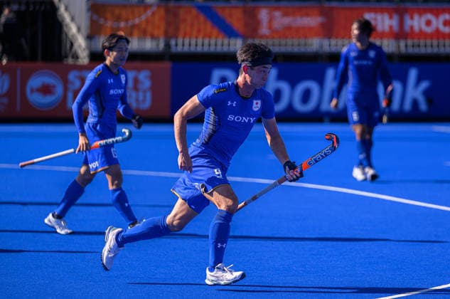 Hockey World Cup Day Ten Kosei Kawabe of Japan celebrates scoring his first goal and the team™s second against Wales during the Pool G classification match in the 2026 FIH Hockey World Cup at Wagener Stadium, Amstelveen 24 08 2026 UK Newspapers OUT Copyright: xGraemexWilcocksonx FIL-23822-0010