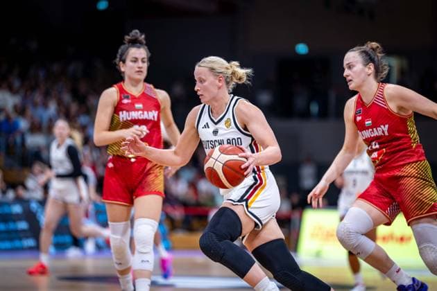Basketball Göttingen 23.08.2026 Freundschaftsspiel Testspiel Deutschland (GER) - Ungarn (HUN) Emma Eichmeyer (Deutschland, No.09) *** Basketball Göttingen August 23, 2026 Friendly Match Germany GER Hungary HUN Emma Eichmeyer Germany, No. 09
