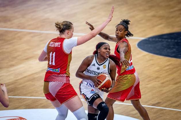 Basketball Göttingen 23.08.2026 Freundschaftsspiel Testspiel Deutschland (GER) - Ungarn (HUN) Alexis Peterson (Deutschland, No.01) Kinga Josepovits (Ungarn, No.11) Yvonne Turner (Ungarn, No.22) *** Basketball Göttingen, August 23, 2026 Friendly Match Germany (GER) vs. Hungary (HUN) Alexis Peterson (Germany, No. 01), Kinga Josepovits (Hungary, No. 11), Yvonne Turner (Hungary, No. 22)