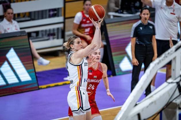 Basketball Göttingen 23.08.2026 Freundschaftsspiel Testspiel Deutschland (GER) - Ungarn (HUN) Alina Hartmann (Deutschland, No.16) *** Basketball Göttingen, August 23, 2026, Friendly Match, Germany (GER) vs. Hungary (HUN), Alina Hartmann, Germany, No. 16
