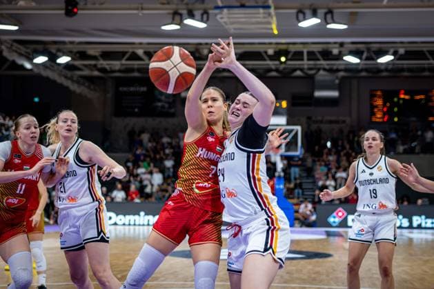 Basketball Göttingen 23.08.2026 Freundschaftsspiel Testspiel Deutschland (GER) - Ungarn (HUN) Lina Sontag (Deutschland, No.24) Veronika Kanyasi (Ungarn, No.07) *** Basketball Göttingen, August 23, 2026, Friendly Match, Germany (GER) vs. Hungary (HUN), Lina Sontag (Germany, No. 24), Veronika Kanyasi (Hungary, No. 07)
