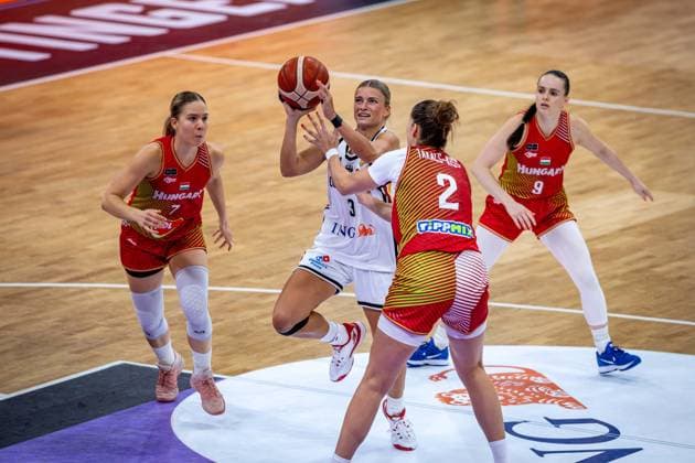 Basketball Göttingen 23.08.2026 Freundschaftsspiel Testspiel Deutschland (GER) - Ungarn (HUN) Alexandra Wilke (Deutschland, No.03) Virag Csilla Takacs-Kiss (Ungarn, No.02) Veronika Kanyasi (Ungarn, No.07) Agnes Studer (Ungarn, No.09) *** Basketball Göttingen, August 23, 2026, Friendly Match, Germany (GER) vs. Hungary (HUN): Alexandra Wilke (Germany, No. 03), Csilla Takacs Kiss (Hungary, No. 02), Veronika Kanyasi (Hungary, No. 07), Agnes Studer (Hungary, No. 09)