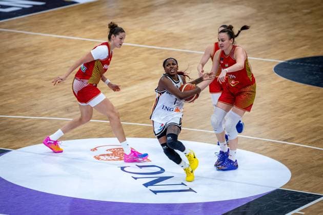 Basketball Göttingen 23.08.2026 Freundschaftsspiel Testspiel Deutschland (GER) - Ungarn (HUN) Alexis Peterson (Deutschland, No.01) Franka Emilia Toth (Ungarn, No.24) *** Basketball Göttingen, August 23, 2026 Friendly Match Germany (GER) vs. Hungary (HUN) Alexis Peterson (Germany, No. 01), Franka Emilia Toth (Hungary, No. 24)