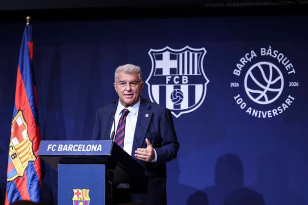 August 24, 2026, Barcelona, Barcelona, Spain: Joan Laporta, President of FC Barcelona, Barca speak during presentation of the Centenary events of the FC Barcelona Basketball section at Auditori 1899 on August 24, 2026 in Barcelona, Spain. Barcelona Spain - ZUMAa181 20260824_zaa_a181_006 Copyright: xJavierxBorregox