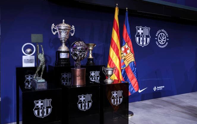 August 24, 2026, Barcelona, Barcelona, Spain: Exhibition of the league trophies won over the past 100 years during presentation of the Centenary events of the FC Barcelona, Barca Basketball section at Auditori 1899 on August 24, 2026 in Barcelona, Spain. Barcelona Spain - ZUMAa181 20260824_zaa_a181_011 Copyright: xJavierxBorregox