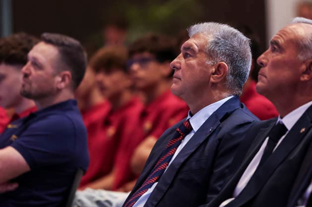 August 24, 2026, Barcelona, Barcelona, Spain: Joan Laporta, President of FC Barcelona, Barca attends the presentation of the Centenary events of the FC Barcelona Basketball section at Auditori 1899 on August 24, 2026 in Barcelona, Spain. Presentation Of The Centenary Events Of The FC Barcelona Basketball Section  - ZUMAa181 20260824_zaa_a181_018 Copyright: xJavierxBorregox