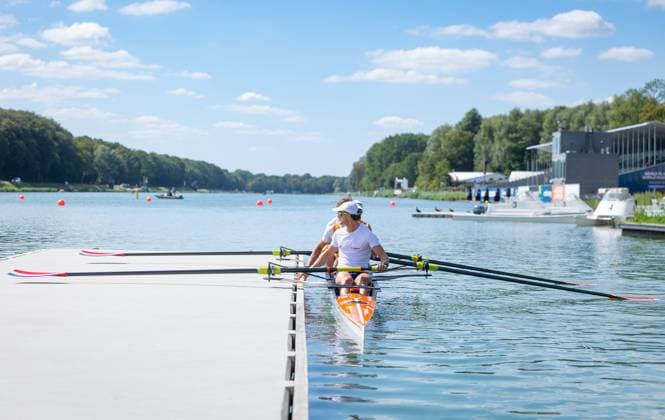 AMSTERDAM - Eli Brouwer, Gert-Jan van Doorn, Rik Rienks and Lennart van Lierop of the Men s Four without cox during the World Rowing Championships on the Bosbaan in the Amsterdam Forest. IRIS VAN DEN BROEK ANP xVIxANPxSportx xxANPxIVx 566191669 originalFilename: 566191669.jpg