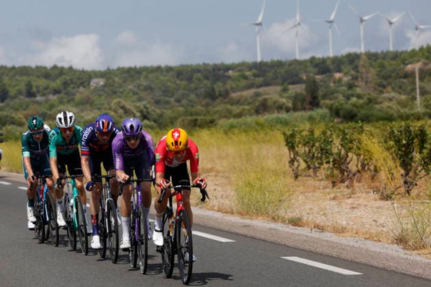 Some riders compete in the third stage of La Vuelta a Espana cycling tour, over 166,7 km from Gruissan to Font- Romeu (both in France). La Vuelta a Espana cycling tour - Stage 3 !ACHTUNG: NUR REDAKTIONELLE NUTZUNG!  Copyright: xJavierxLizónx GRAF4000 20260824-55021214872_1