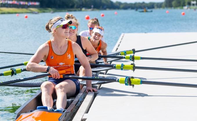 AMSTERDAM - Tessa Dullemans, Marieke Keijser, Margot Leeuwenburgh and Lisa Bruijnincx of the Women s Double Sculls during the World Rowing Championships at the Bosbaan in the Amsterdam Forest. IRIS VAN DEN BROEK ANP xVIxANPxSportx xxANPxIVx 566192298 originalFilename: 566192298.jpg