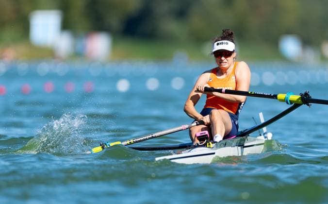 AMSTERDAM - Femke van de Vliet in action during the heats for the women s lightweight single scull at the World Rowing Championships on the Bosbaan in the Amsterdam Forest. IRIS VAN DEN BROEK ANP xVIxANPxSportx xxANPxIVx 566195018 originalFilename: 566195018.jpg