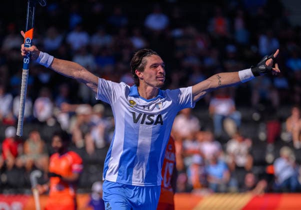 Hockey World Cup Day Ten Lucas Toscani of Argentina celebrates his second goal and the team™s fifth against India during the match in Pool E of the 2026 FIH Hockey World Cup at Wagener Stadium, Amstelveen 24 08 2026 UK Newspapers OUT Copyright: xGraemexWilcocksonx FIL-23822-0024