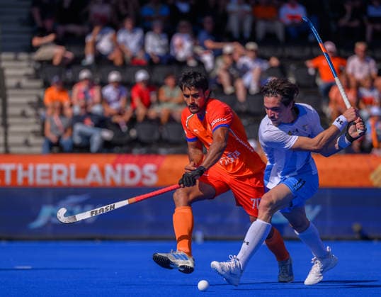 Hockey World Cup Day Ten Lucas Toscani of Argentina scores his second goal and the team™s fifth against India during the match in Pool E of the 2026 FIH Hockey World Cup at Wagener Stadium, Amstelveen 24 08 2026 UK Newspapers OUT Copyright: xGraemexWilcocksonx FIL-23822-0026