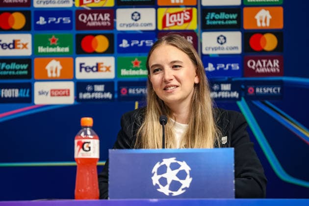 SOCCER - UEFA CL, LASK vs Celtic LINZ,AUSTRIA,24.AUG.26 - SOCCER - UEFA Champions League, play-off, Linzer ASK vs Celtic Glasgow, preview, press conference, PK, Pressekonferenz LASK. Image shows Natahlie Melcher (LASK).  GEPAxpictures xManuelxBinder