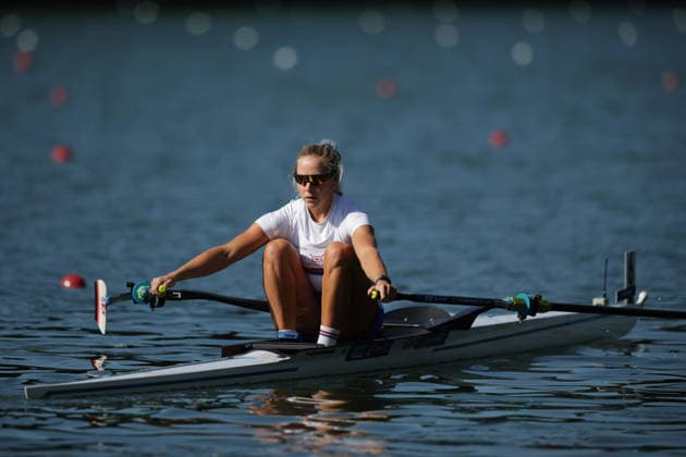 RECORD DATE NOT STATED 24th August 2026; Bosbaan, Amsterdam, Holland, Netherlands; 2026 World Rowing Championships, Day One; Great Britain & x2014; Womens Single Sculls (W1x), the spares race & x2014; Spare rower paddles down to the start AnthonyxBenoit