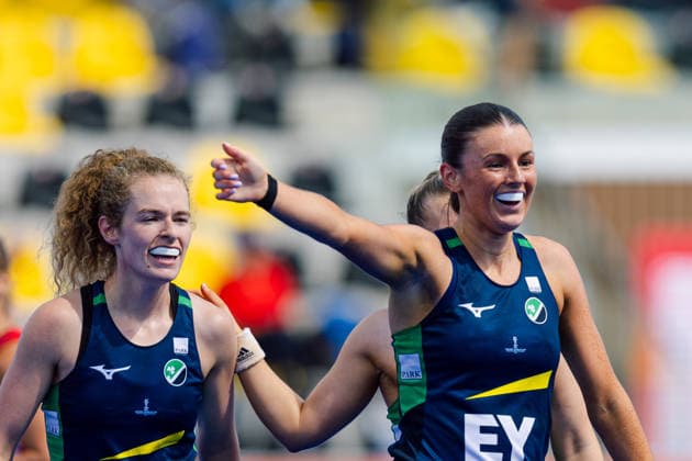 2026 Women s FIH Hockey World Cup, Belfius Hockey Arena, Wavre, Belgium 24 8 2026 Ireland vs United States Niamh Carey of Ireland celebrates with teammate Emily Kealy after she scores her sides 1st goal of the match Niamh Carey celebrates with teammate Emily Kealy after she scores her sides 1st goal of the match 24 8 2026  Copyright: xx RJ2_3247 20260824
