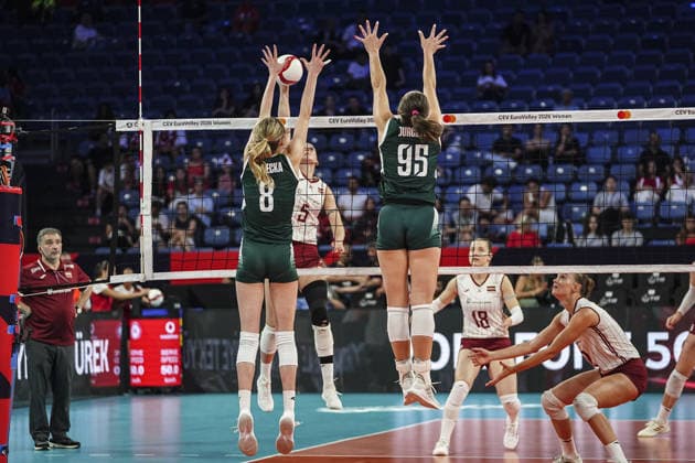 Poland v Latvia - CEV EuroVolley 2026 ISTANBUL, TURKIYE - AUGUST 24: Poland player Julita Piasecka (8) competes with Latvia s Megija Dambrehte (5) during the CEV EuroVolley 2026 Women Group A match between Poland and Latvia at Sinan Erdem Sports Hall, on August 24, 2026 in Istanbul, Turkiye. Agit Erdi Ulukaya Anadolu Istanbul Turkey. Editorial use only. Please get in touch for any other usage.  Copyright: x2026xAnadoluxAgitxErdixUlukayax