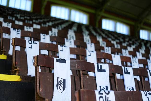 Scarves on seats ahead of kick off Fulham v Chelsea, Premier League Football, Football, Craven Cottage, London, UK - 24 Aug 2026London Craven Cottage United Kingdom EDITORIAL USE ONLY No use with unauthorised audio, video, data, fixture lists, club league logos or live services. Online in-match use limited to 120 images, no video emulation. No use in betting, games or single club league player publications.  Copyright: xJavierxGarcia Shutterstockx 17114735e