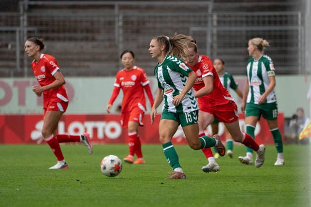 24.08.2026, xhfmx, Fussball Google Pixel Frauen Bundesliga, 1. FSV Mainz 05 - SV Werder Bremen Michelle Weiß (Werder Bremen, 15) Mainz *** August 24, 2026, xhfmx, Soccer Google Pixel Women s Bundesliga, 1 FSV Mainz 05 SV Werder Bremen Michelle Weiß Werder Bremen, 15 Mainz