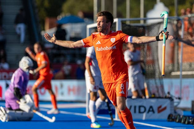 FIH Hockey World Cup: Netherlands v England AMSTELVEEN, NL - AUGUST 24: Thierry Brinkman of Netherlands during the FIH Hockey World Cup match between Netherlands and England at Wagener Stadion on August 24, 2026 in Amstelveen, Netherlands. Amstelveen Wagener Stadion Netherlands Content not available for redistribution in The Netherlands directly or indirectly through any third parties. Copyright: xMarcelxvanxPlateringenx