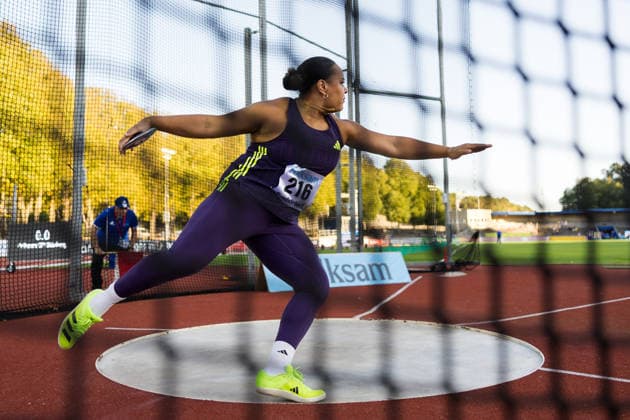 260824 Vanessa Kamga, Hässelby SK tävlar i damernas diskus under friidrottstävlingen i Folksam Grand Prix den 24 augusti 2026 i Göteborg. *** August 24, 2026: Vanessa Kamga of Hässelby SK competes in the women’s discus throw at the Folksam Grand Prix track and field meet on August 24, 2026, in Gothenburg  Copyright: MICHAELxERICHSEN BB260824MI011