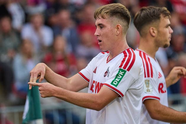 Isak Johannesson (1. FC Koeln, 08) bejubelt, Freude, Jubel ueber seinen Treffer, Tor zur 1:2 Fuehrung GER, Wuerzburger Kickers vs. 1. FC Koeln, Fussball, Herren, DFB-Pokal, 1. Runde, Spielzeit 2026 2027, 24.08.2026 DFL, DFB regulations prohibit any use of photographs as image sequences and or quasi-video GER, Wuerzburger Kickers vs. 1. FC Koeln, Fussball, Herren, DFB-Pokal, 1. Runde, Spielzeit 2026 2027, 24.08.2026 Wuerzburg *** Isak Johannesson, 1. FC Köln, 2008: Cheers, joy, and celebration after his goal, which gave Germany a 1-2 lead; Würzburger Kickers vs. 1. FC Köln, soccer, men’s, DFB Cup, 1st Round, 2026–2027 season, August 24, 2026; DFL; DFB regulations prohibit any use of photographs as image sequences and or quasi-video; GER, Würzburg Kickers vs. 1. FC Köln, soccer, men’s, DFB Cup, 1st Round, 2026–2027 Season, August 24, 2026, Würzburg Copyright: xEibner-Pressefotox EP_ODS
