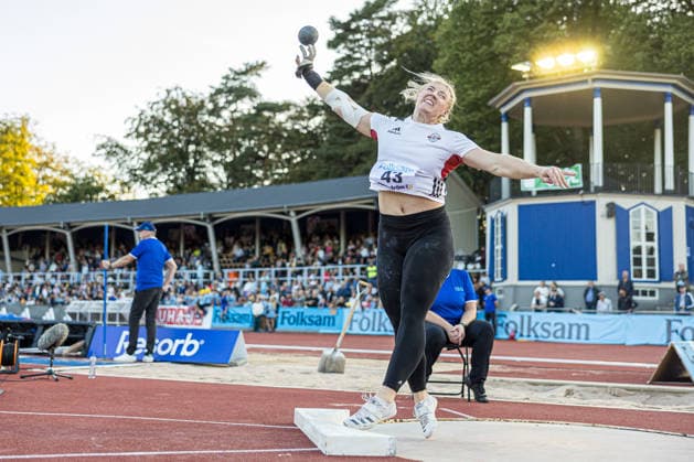 260824 Axelina Johansson, Hässelby SK tävlar i damernas kula under friidrottstävlingen Folksam Grand Prix den 24 augusti 2026 i Göteborg. *** August 24, 2026: Axelina Johansson of Hässelby SK will compete in the women’s shot put at the Folksam Grand Prix track and field meet on August 24, 2026, in Gothenburg  Copyright: MICHAELxERICHSEN BB260824MI016