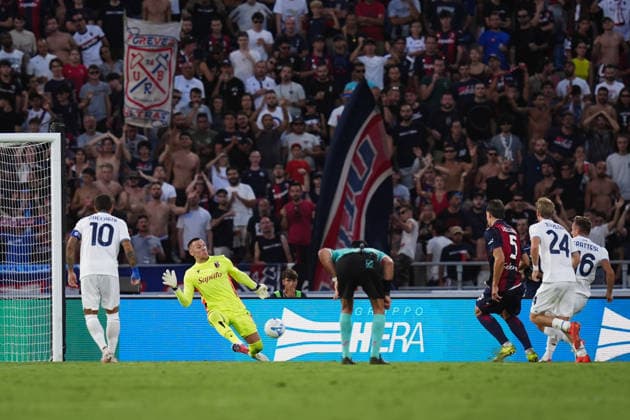 Lazio™s Davide Frattesi goal 0-1 during the Serie A soccer match between Bologna and Lazio at the Renato Dall™Ara Stadium in Bologna, north Italy - Monday, August 24, 2026 -  Copyright: xMassimoxPaolone LaPressex