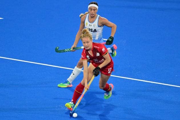 RECORD DATE NOT STATED Belgium s Michelle Struijk pictured during a Field hockey, Feldhockey game between Belgian national team, Nationalteam Red Panthers and Argentina, at the women s 2026 Hockey World Cup, on Monday 24 August 2026 in Wavre. The 2026 edition of the Hockey World Cup takes place in Belgium and The Netherlands from August 15 to August 30. DIRKxWAEM  x184195488x