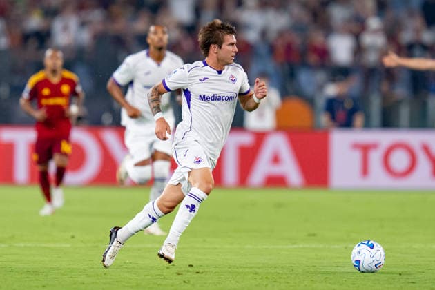 AS Roma v ACF Fiorentina - Serie A Enilive Franco Mastantuono of ACF Fiorentina in action during the Serie A Enilive match between AS Roma and ACF Fiorentina at Olympic Stadium on August 24, 2026 in Rome, Italy Rome Olympic Stadium Lazio Italy Copyright: xGiuseppexMaffiax 260824SerieA_Roma-Fiorentina_GM_05073