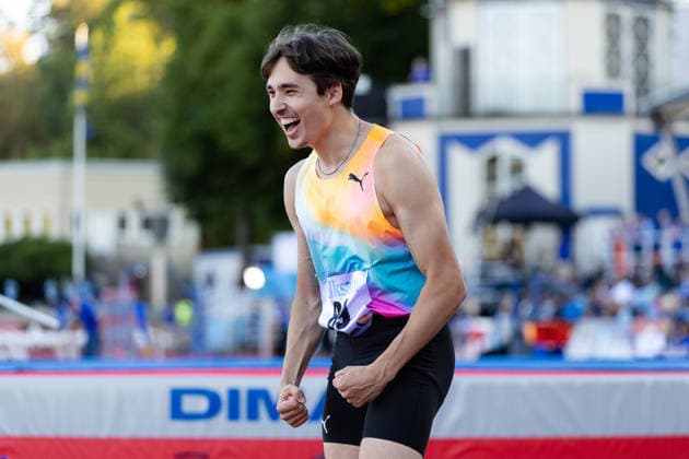 260824 Gabriel Wallmark, Örgryte IS, jublar efter ett hopp i herrarnas tresteg under friidrottstävlingen i Folksam Grand Prix den 24 augusti 2026 i Göteborg. *** August 24, 2026: Gabriel Wallmark of Örgryte IS celebrates after a jump in the men s triple jump during the Folksam Grand Prix track and field meet on August 24, 2026, in Gothenburg  Copyright: MICHAELxERICHSEN BB260824MI041
