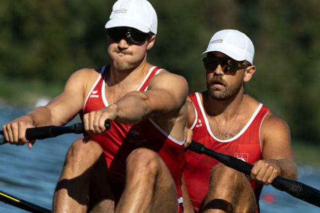 RECORD DATE NOT STATED 24th August 2026; Bosbaan, Amsterdam, Holland, Netherlands; 2026 World Rowing Championships, Day One; Hear Race; Switzerland Mens Pair (M2-) with Jonah Plock and Patrick Brunner AnthonyxBenoit