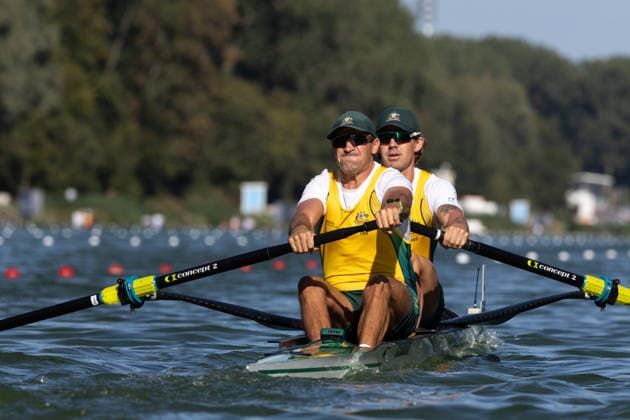 RECORD DATE NOT STATED 24th August 2026; Bosbaan, Amsterdam, Holland, Netherlands; 2026 World Rowing Championships, Day One; Heat Race; Australia Mens Pair (M2-) with Angus Dawson and Alex Hill AnthonyxBenoit