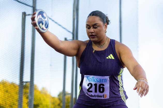 260824 Vanessa Kamga, Hässelby SK, tävlar i damernas diskus under friidrottstävlingen i Folksam Grand Prix den 24 augusti 2026 i Göteborg. *** August 24, 2026: Vanessa Kamga of Hässelby SK competes in the women’s discus throw at the Folksam Grand Prix track and field meet in Gothenburg  Copyright: MICHAELxERICHSEN BB260824MI050