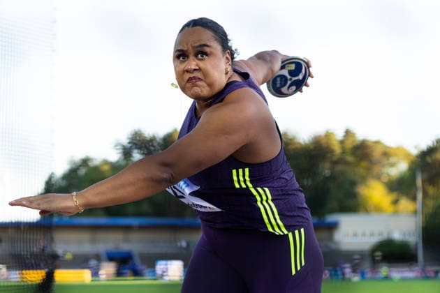 260824 Vanessa Kamga, Hässelby SK, tävlar i damernas diskus under friidrottstävlingen i Folksam Grand Prix den 24 augusti 2026 i Göteborg. *** August 24, 2026: Vanessa Kamga of Hässelby SK competes in the women s discus throw at the Folksam Grand Prix track and field meet in Gothenburg  Copyright: MICHAELxERICHSEN BB260824MI060