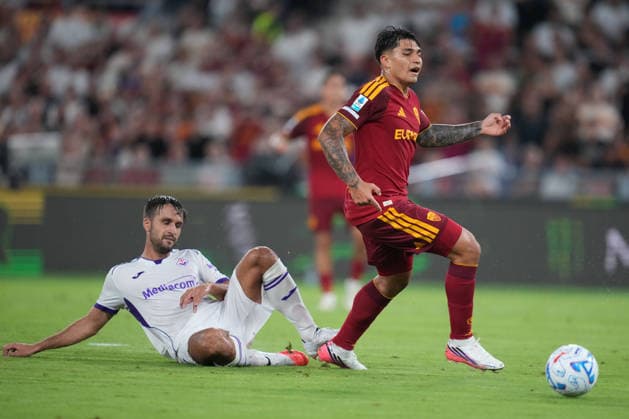 Roma™s Santiago Castro during the Serie A EniLive soccer match between Roma and Fiorentina at the Rome s Olympic stadium, Italy - Monday August 24, 2026 - Soccer ( Photo by Alfredo Falcone LaPresse )  Copyright: xAlfredoxFalcone LaPressex