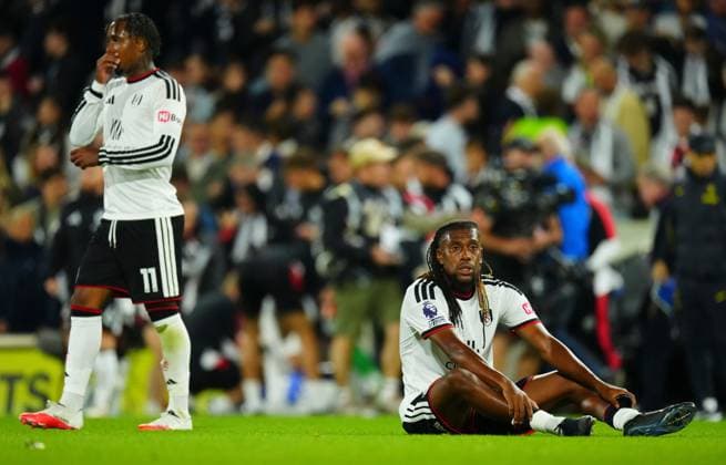 Kevin and Alex Iwobi of Fulham at full time Fulham v Chelsea, Premier League Football, Football, Craven Cottage, London, UK - 24 Aug 2026London Craven Cottage United Kingdom EDITORIAL USE ONLY No use with unauthorised audio, video, data, fixture lists, club league logos or live services. Online in-match use limited to 120 images, no video emulation. No use in betting, games or single club league player publications.  Copyright: xJavierxGarcia Shutterstockx 17114735bl