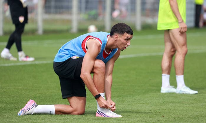 24.08.26 VfB Stuttgart Training Deutschland, Stuttgart, 24.08.2026, Fussball, Bundesliga, Saison 2026 2027, VfB Stuttgart Training: Bilal El Khannouss. *** August 24, 2026 VfB Stuttgart Training Germany, Stuttgart, August 24, 2026, Soccer, Bundesliga, 2026–2027 Season, VfB Stuttgart Training: Bilal El Khannouss