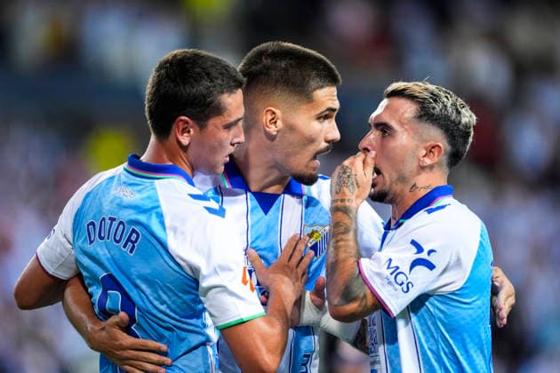 August 24, 2026, Malaga, Malaga, Spain: Chupe of Malaga CF celebrates a goal during the Spanish league, LaLiga EA Sports, football match played between Malaga CF and RC Deportivo at La Rosaleda stadium on August 24, 2026, in Malaga, Spain. Malaga CF V RC Deportivo - LaLiga EA Sports  - ZUMAa181 20260824_zaa_a181_134 Copyright: xJoaquinxCorcherox