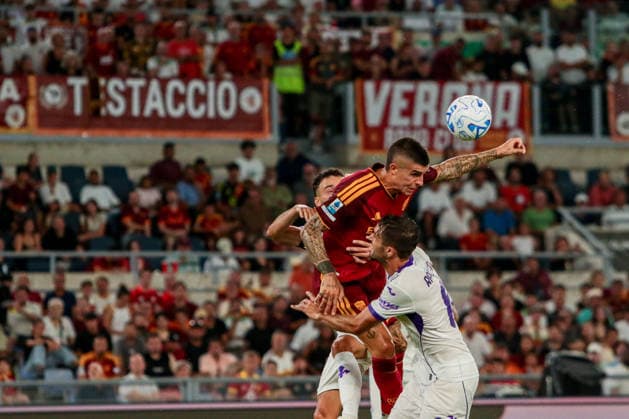 SOCCER - Serie A - AS Roma vs. ACF Fiorentina Photo by IPA ABACAPRESS.COM87773816 - Gianluca Mancini of AS Roma during the AS Roma vs. ACF Fiorentina Italian Serie A soccer match in Rome, Italy, on August 24, 2026 Rome Italy  Copyright: xIPAxSport ABACAx
